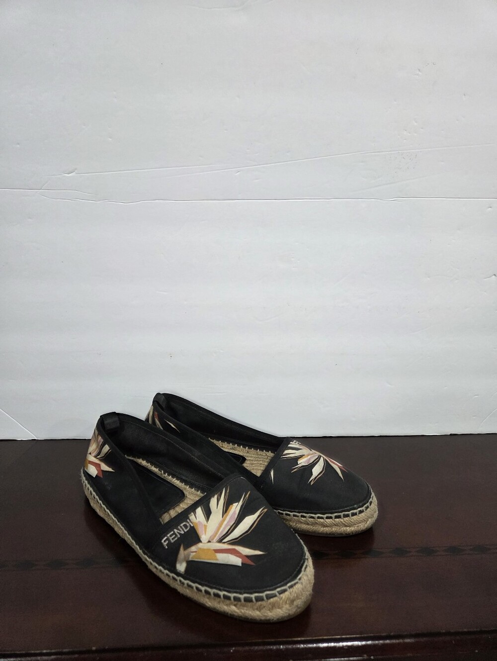 Fendi Black Espadrilles with Floral Embroidery Sz.6